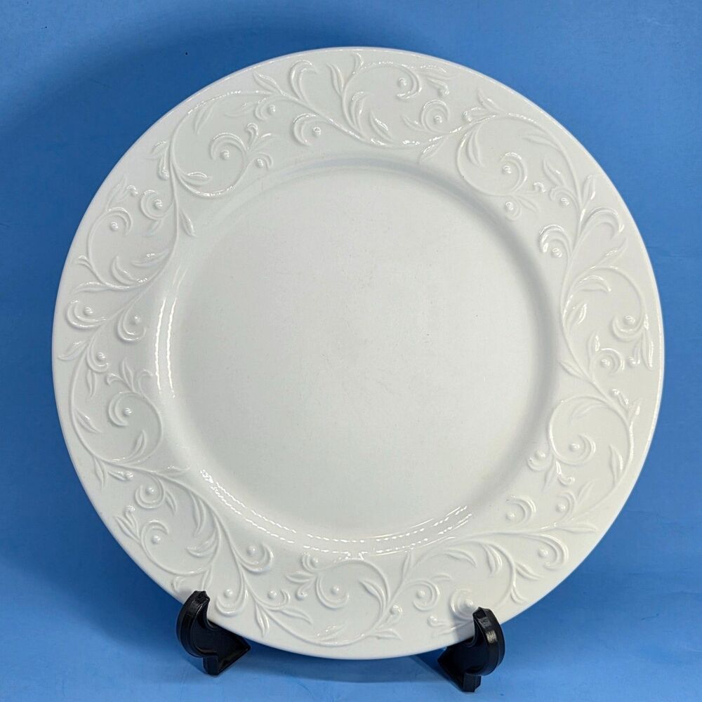 Lenox Opal Innocence Carved 11" Embossed White Dinner Plate VGC